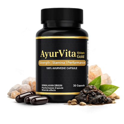 AyurVita Shilajit Gold | 100% Pure Himalayan Shilajit Ashwagandha | 30 Capsules | Enhances Stamina, Performance, Energy, and Power | Supports Healthy Life | Ayurveda
