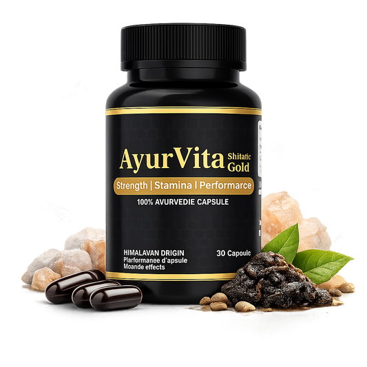 AyurVita Shilajit Gold | 100% Pure Himalayan Shilajit Ashwagandha | 30 Capsules | Enhances Stamina, Performance, Energy, and Power | Supports Healthy Life | Ayurveda