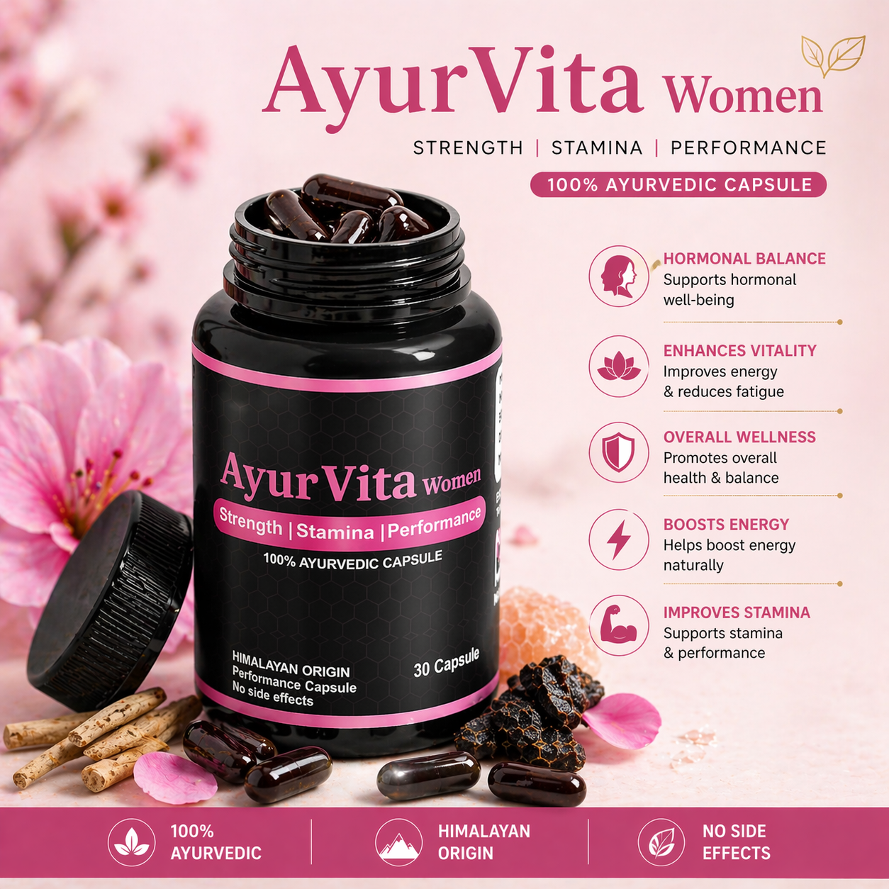 AyurVita Couple Combo Pack | Men Shilajit Gold + Women Wellness Capsules | Boosts Energy, Stamina & Vitality | Supports Hormonal Balance & Overall Health | 60 Capsules | ₹1499