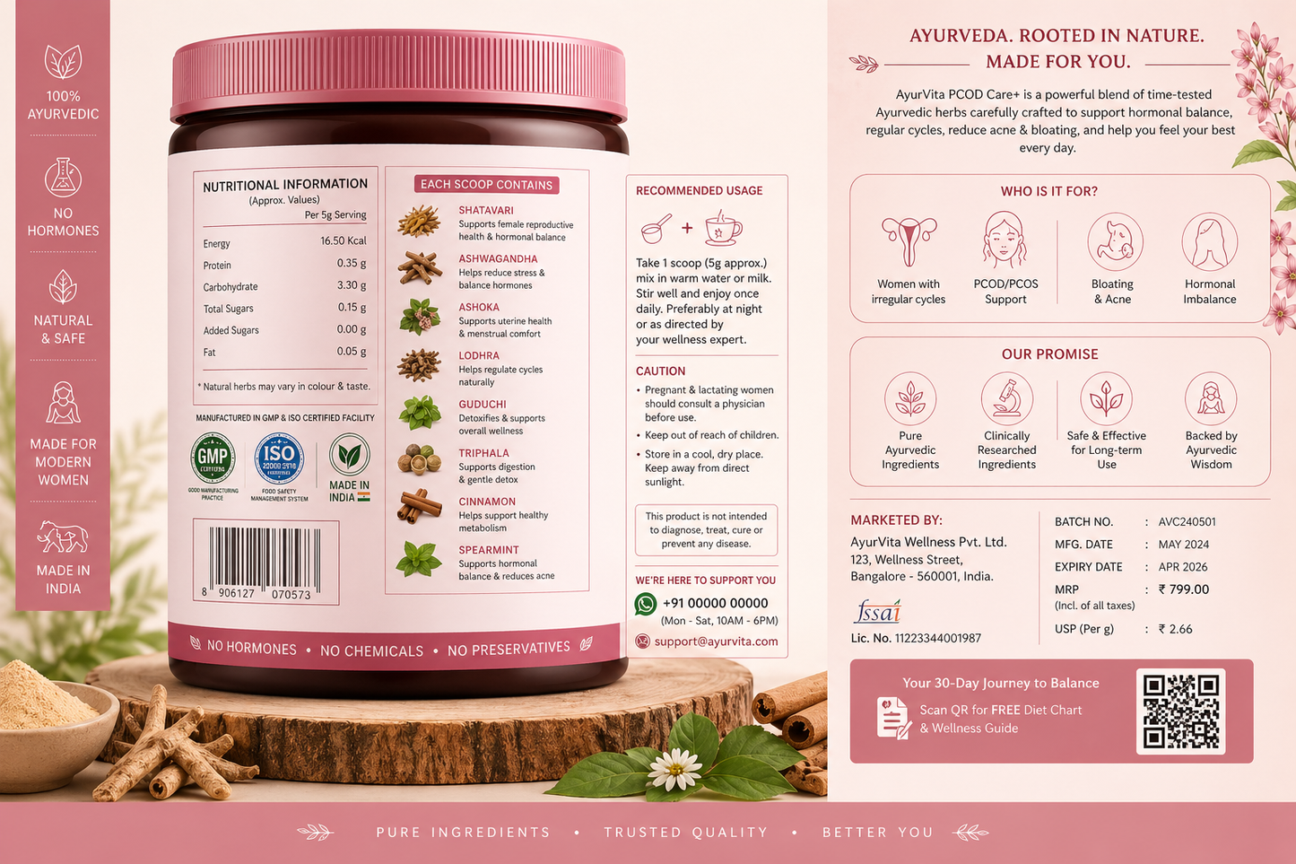 AyurVita PCOD Care+ – Hormonal Balance, Cycle Support & Healthy Weight Management