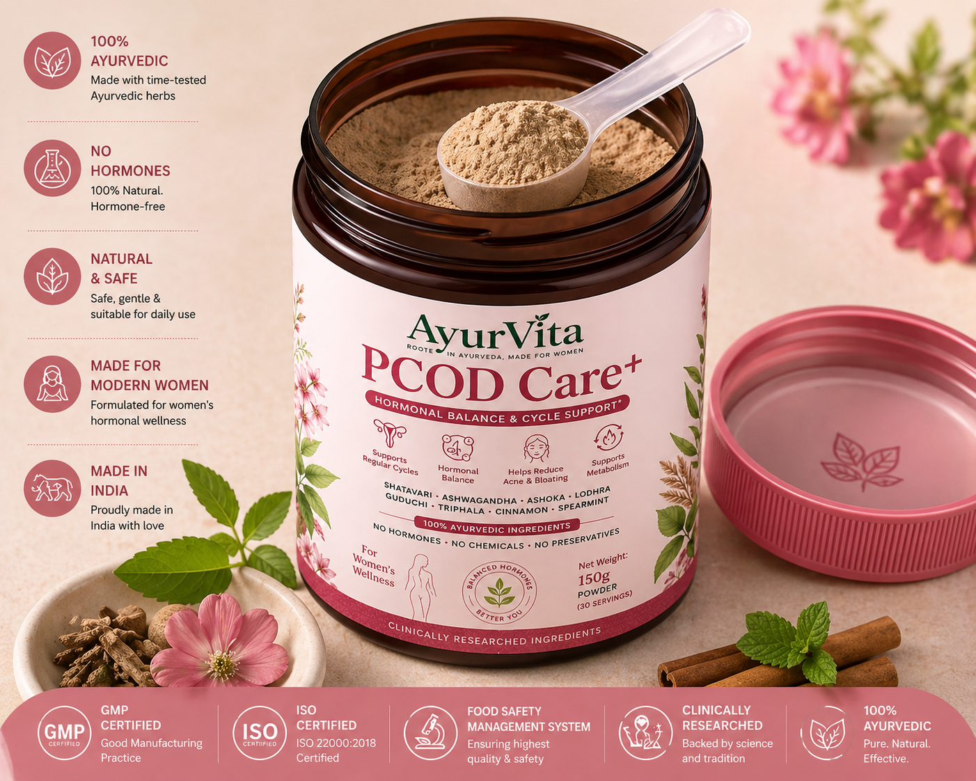 AyurVita PCOD Care+ – Hormonal Balance, Cycle Support & Healthy Weight Management